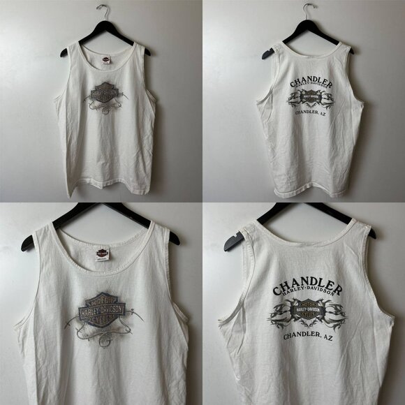 Vintage Y2K Harley Davidson Chandler AZ Tank Top Extra Large XL Adult White - Picture 12 of 16